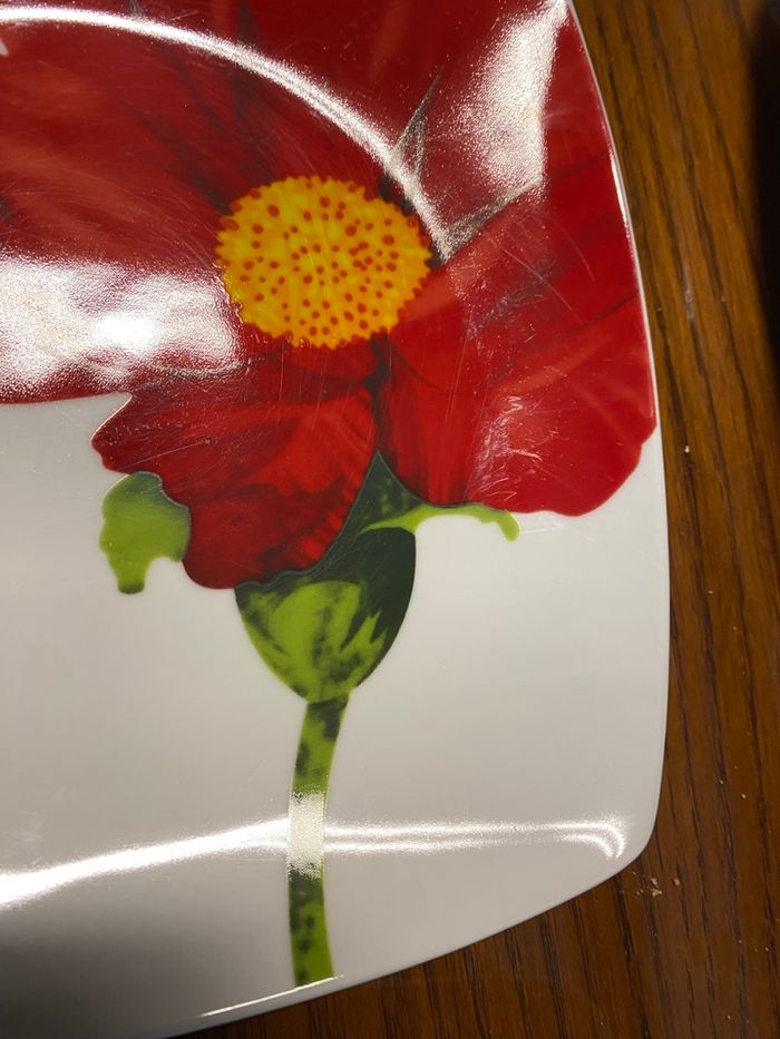 7 assiettes à desserts Coquelicots en porcelaine Vintage - photo numéro 2