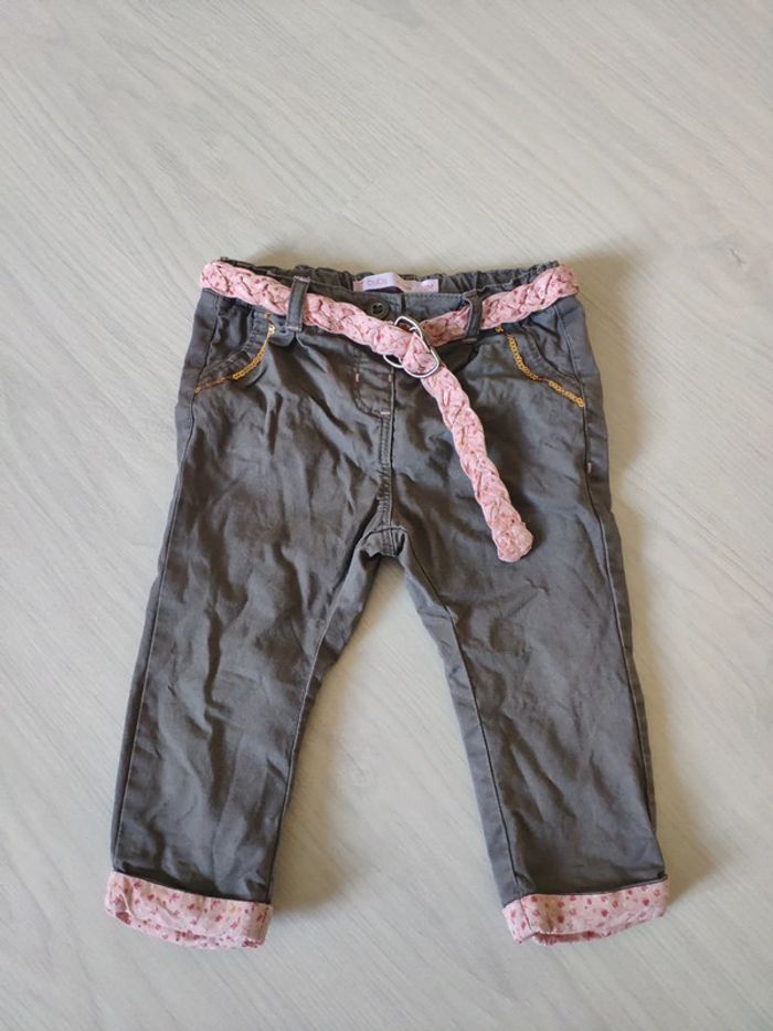 Pantalon brun fille avec ceinture 12 mois 1 an
