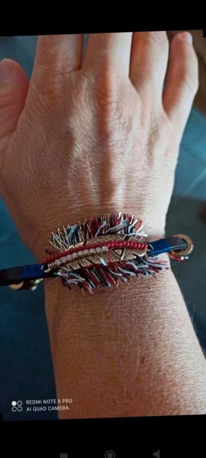 Bracelet simili cuir dore marron franges ikita - photo numéro 3