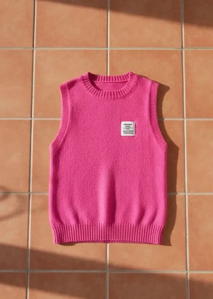 Gilet sans manches fuchsia, coupe droite, style casual chic