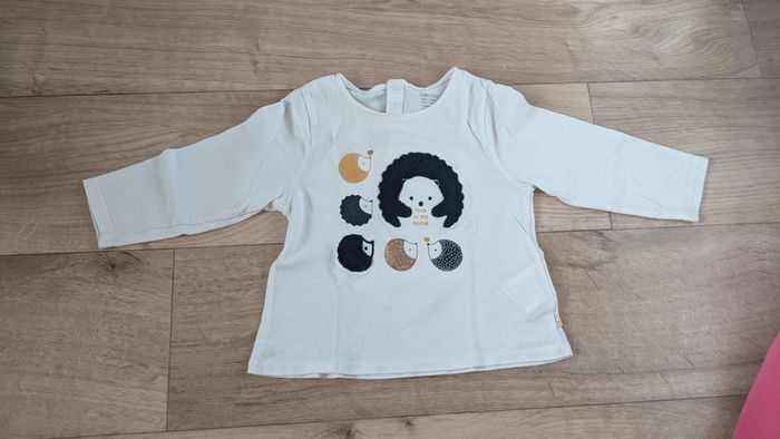 Tee-shirt manches longues Blanc Hérisson Obaïbi 12 Mois - photo numéro 2