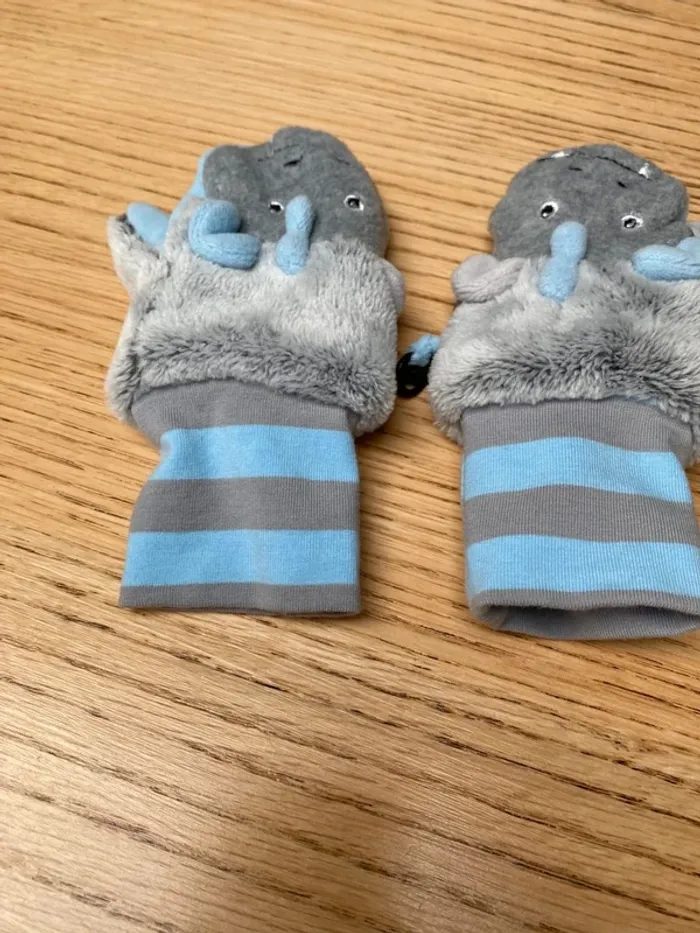 Moufles enfant Stentaler bleu et grise - photo numéro 2