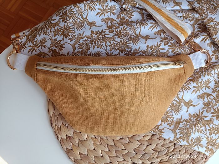 Sac banane velours  moutarde uni
