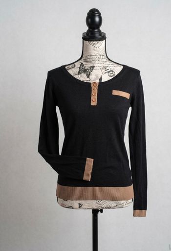🌸Pull léger Noir & Camel - Tissaia Taille 38-40🌸