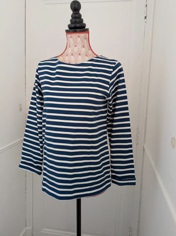 Pull bleu marine et blanc rayé XS