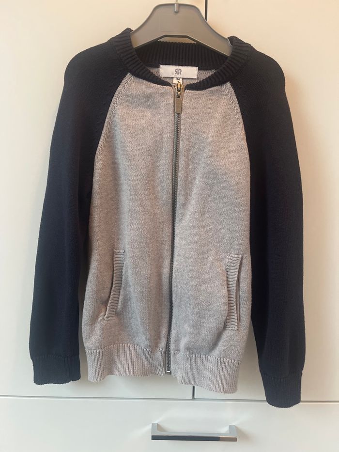 Gilet La Redoute bleu marine et gris clair