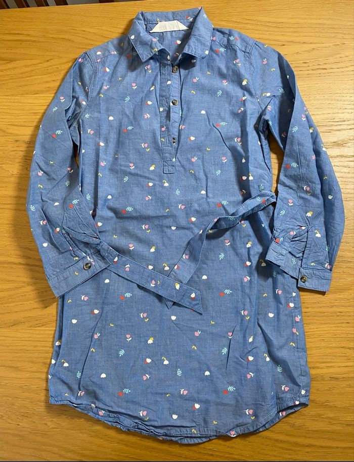 H&M Robe bleue fleurie et ceinture Taille 7/8 ans - photo numéro 6