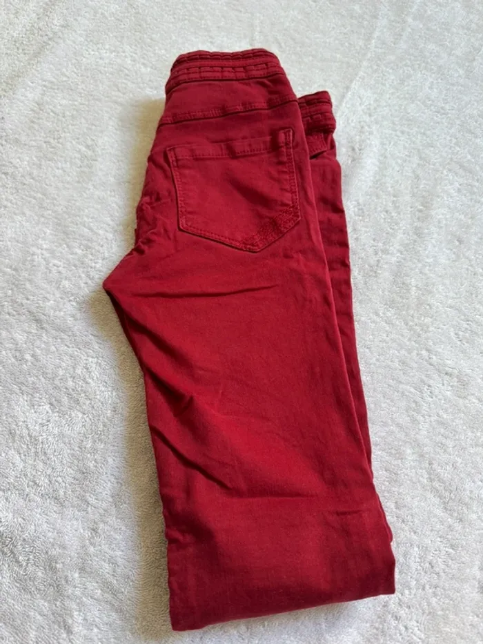 Pantalon jean bordeaux / rouge - photo numéro 7