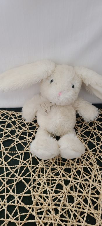 doudou peluche lapin beige crème poils longs tout doux HISTOIRE D'OURS