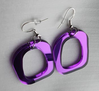 Boucles d'oreilles effet miroir en plexiglas crochets hypoallergénique plaqué argent 