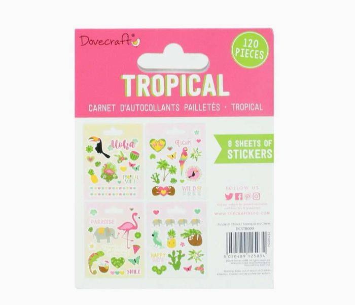 Livret 120 Stickers Autocollant Thème Animaux Tropical Vibes Dovecraft - photo numéro 2