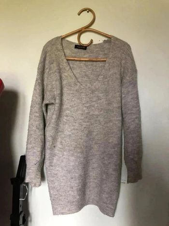 Robe pull en mailles gris clair