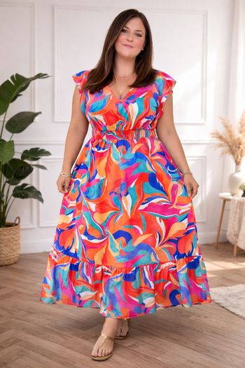 Robe longue aura vibrante du lagon et du corail Femme taille 54 marque Boohoo 💍 