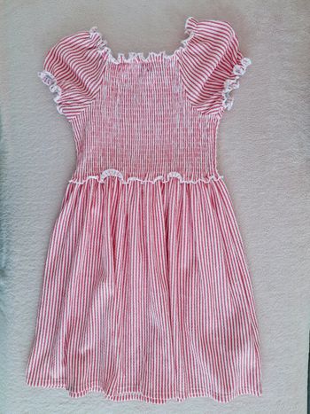 Robe manches courtes In Extenso 10 ans Haut smock en jersey texturé rayé rose et blanc