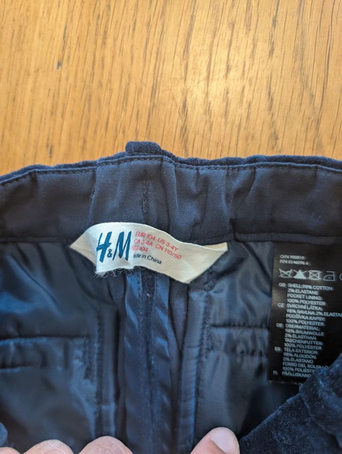 Pantalon en velours bleu marine 3-4 ans H&M - photo numéro 3