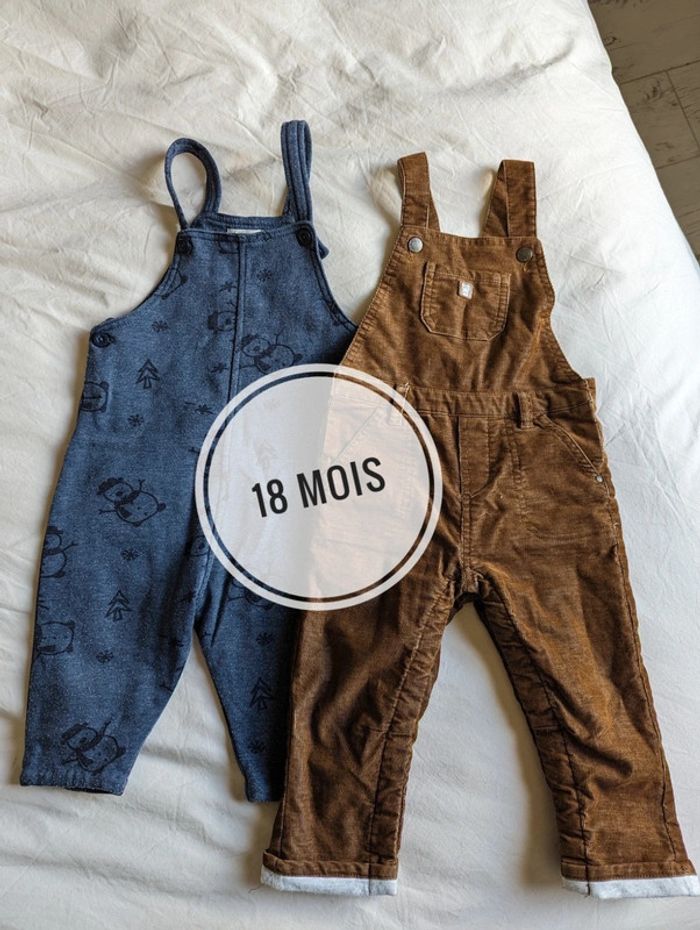 Lot salopettes bébé garçon taille 18 mois mi-saison en très bon état