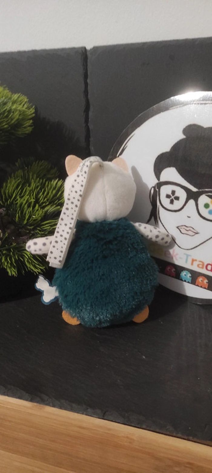 doudou peluche chat stimuli sensoriel blanc vert kaloo poid point - photo numéro 2