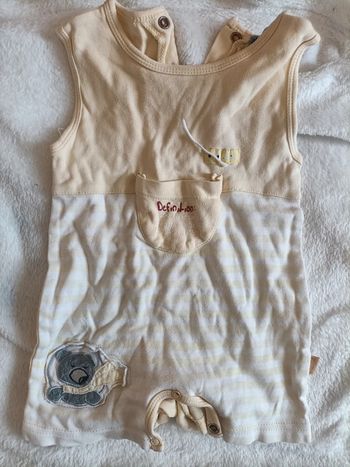 Adorable combishort rayé jaune – Taille 6 mois