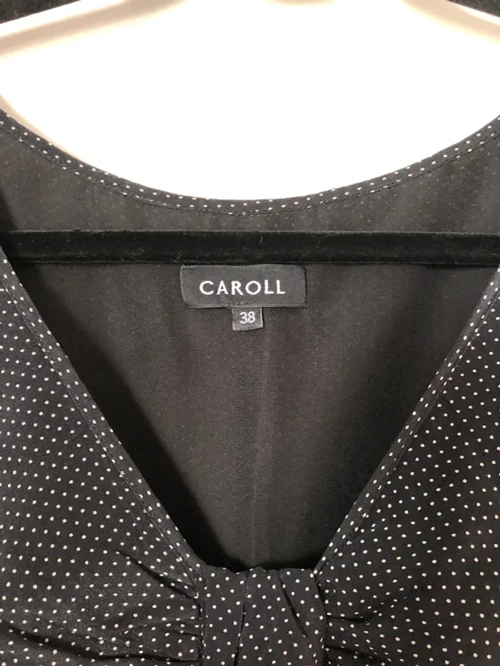 Robe en soie noire à pois Carroll taille 38 - photo numéro 5