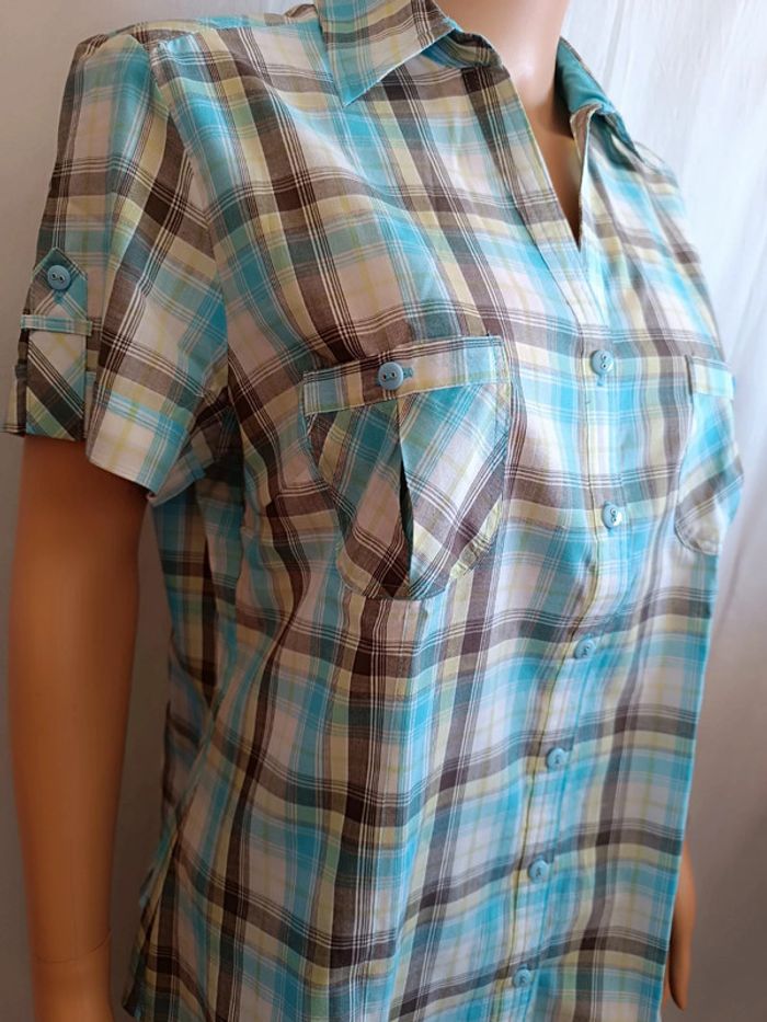 Chemisette / Chemise à manches courtes à carreaux T. 40 Canda 💮 65% Polyester 35% Coton - photo numéro 3