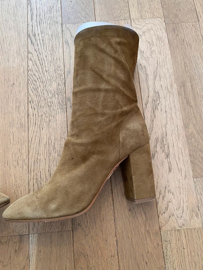 Bottines à talon en daim beige Aquazzura modèle Boogie taille 37 - photo numéro 14
