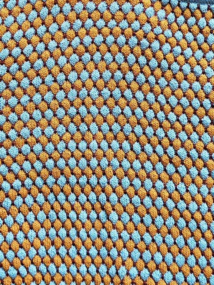 Petit pull Zara en mailles gaufrées bleu clair et camel - photo numéro 11