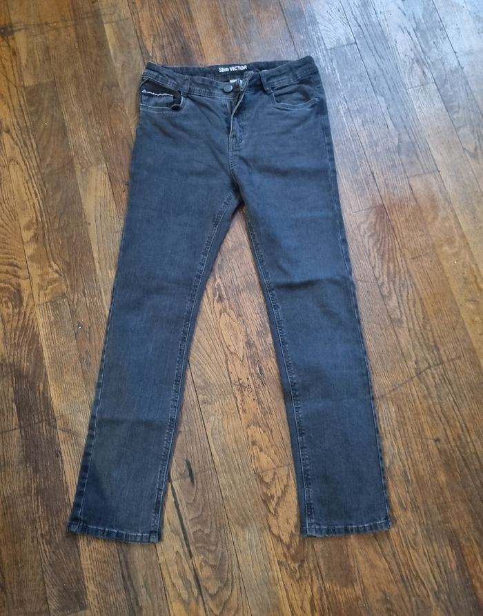 pantalon en jean noir slim tape à l'œil slim Victor taille 12 ans