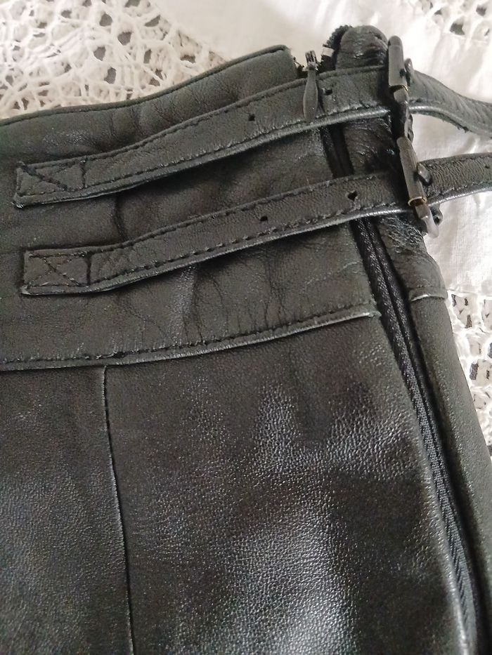 Jupe cuir agneau jupe cuir plissée devant, derrière - photo numéro 2