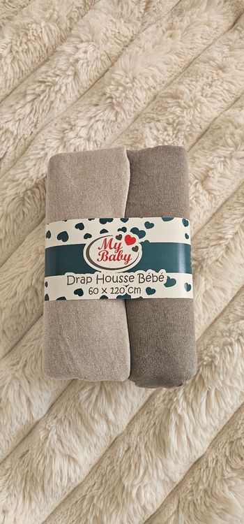 Lot de 2 draps housses pour lit bebe 60×120 cm Neuf 