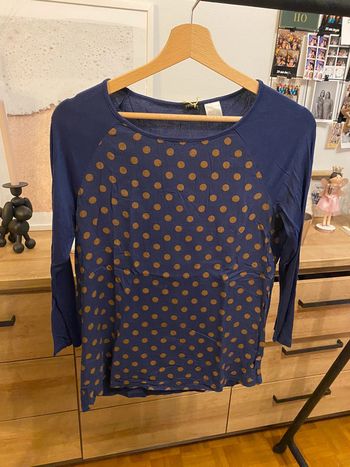 Blouse bleu pois