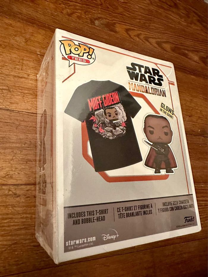 NEUF Coffret Funko Pop Tees Star Wars Mandalorian Moff Gideon T-shirt XL - photo numéro 3