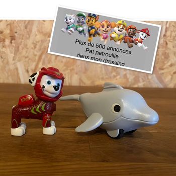 Idée Cadeau 🎁 Figurine Aqua Pups de Marcus avec avec son dauphin de la Pat Patrouille