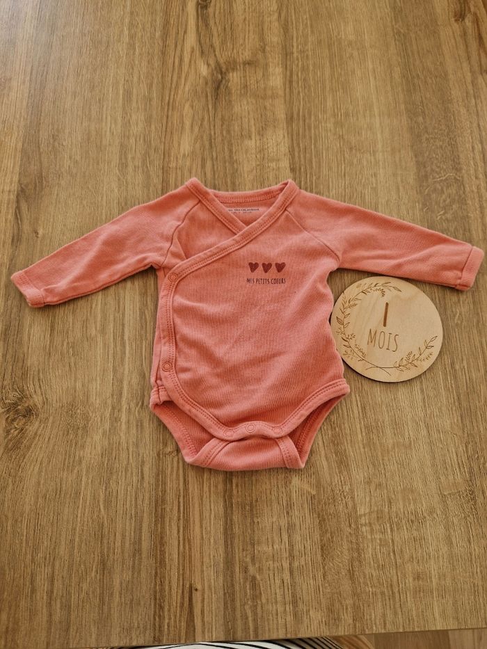 Body croisé manches longues 1 mois - Vertbaudet - Rose saumon