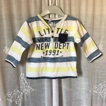 T-shirt rayé marine et jaune 12 mois Gémo