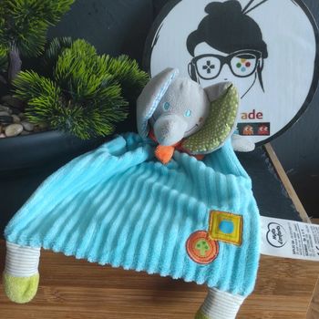 Doudou Siplec Mots D'enfants Leclerc  Éléphant Bleu Vert Pomme Champignon Orange #geektradedoudou