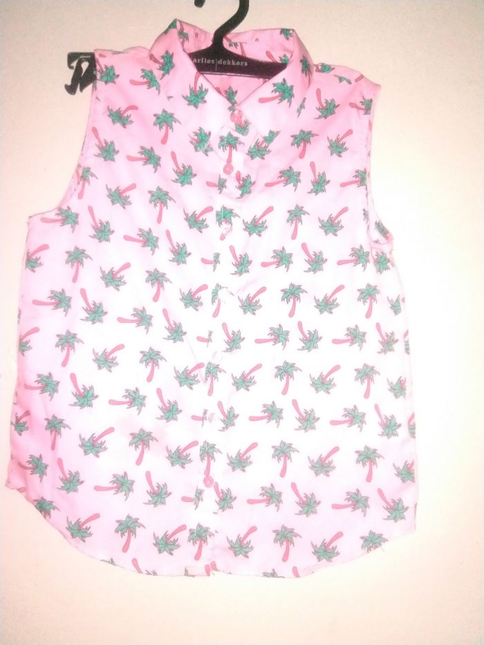 Chemise manche fine rose imprimé