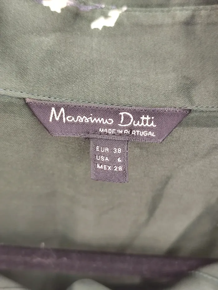 Belle chemise Massimo Dutti vert bouteille motifs fleurs 38 - photo numéro 5