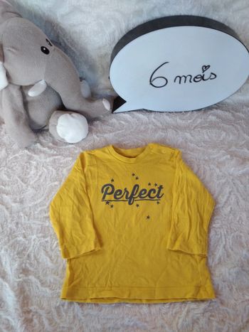 Tee shirt chemise manches longues Garçon 6 mois Perfect étoile Z Grain de blé 100% coton