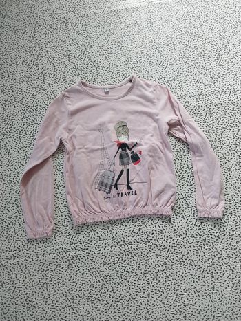 T-shirt manches longues rose – motif “Time to travel” 6 ans