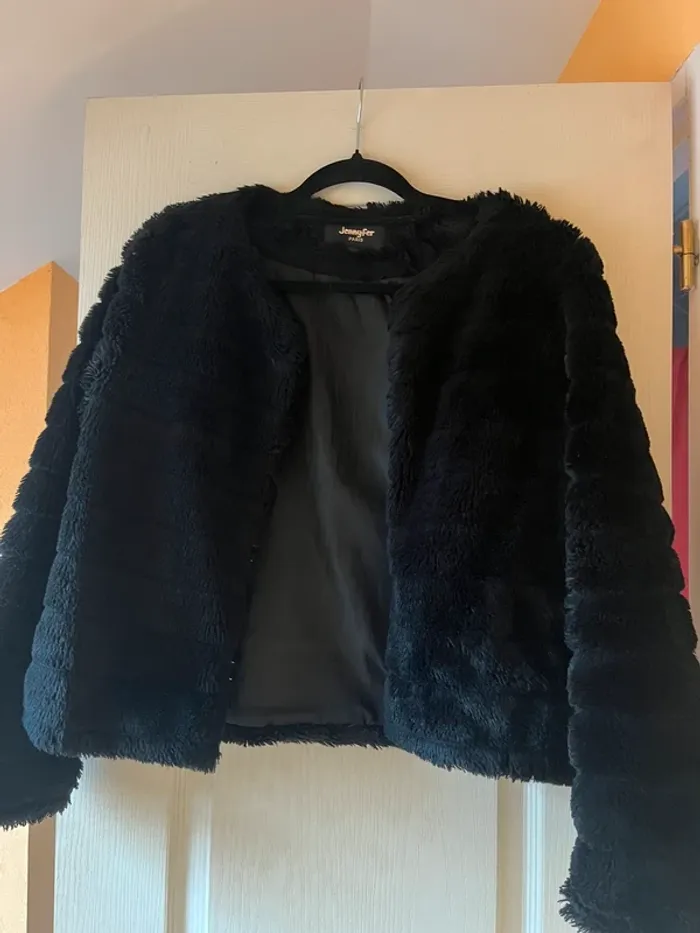 veste manteaux en fausse fourrure duveteuse noir femme 38 (M) - photo numéro 4