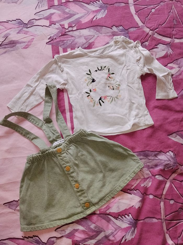 Ensemble jupe salopette/ tee-shirt ml - photo numéro 1