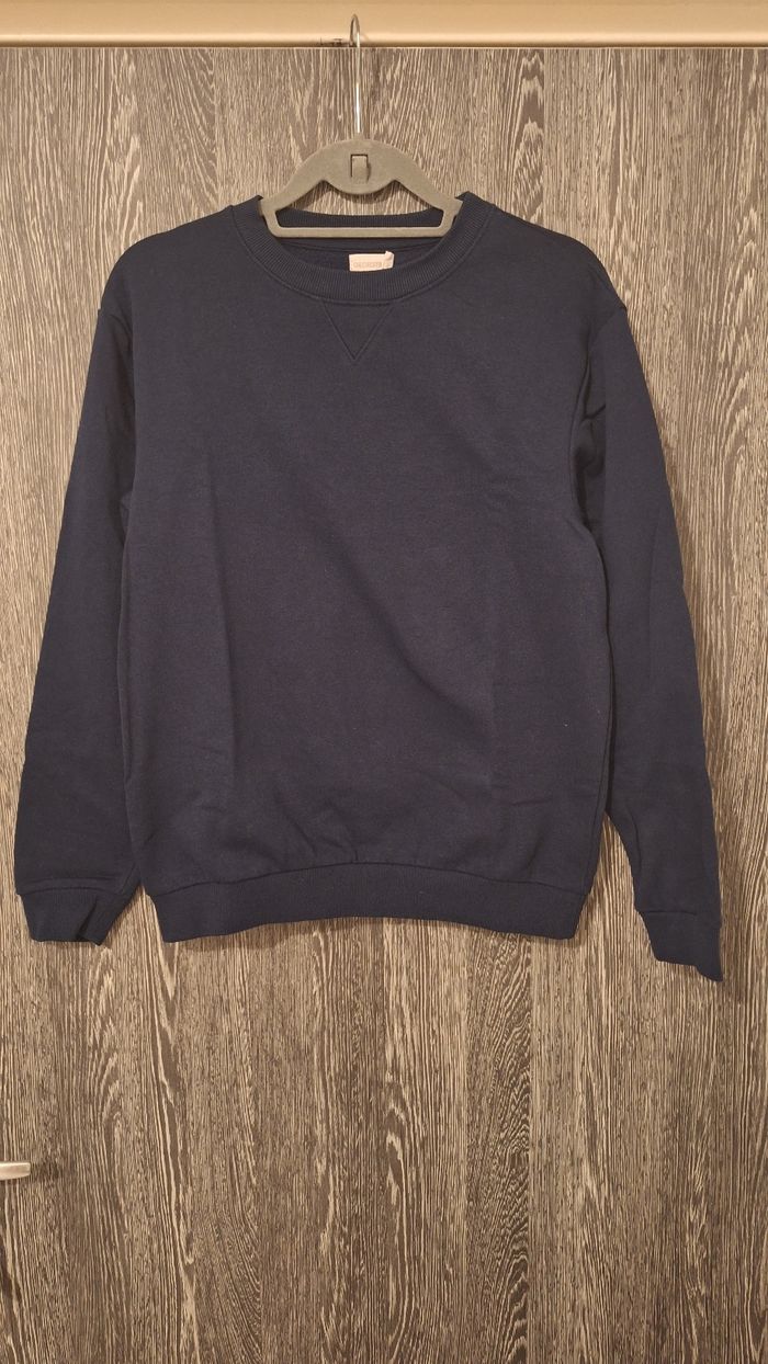 Sweat à col rond en molleton bleu marine