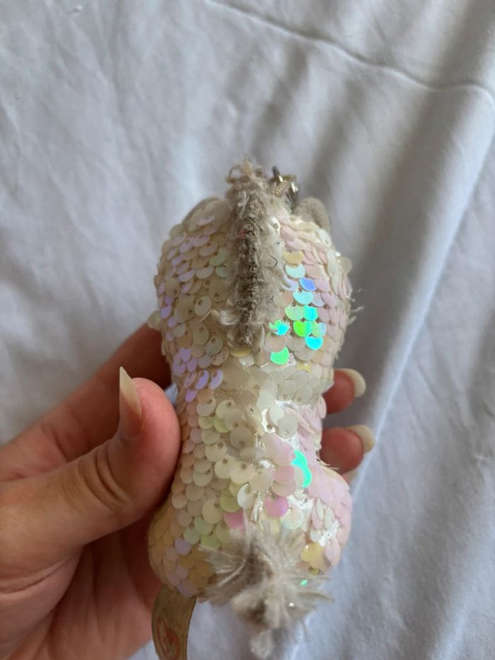 Porte clés peluche sequin blanc brillant Diamonds - photo numéro 5