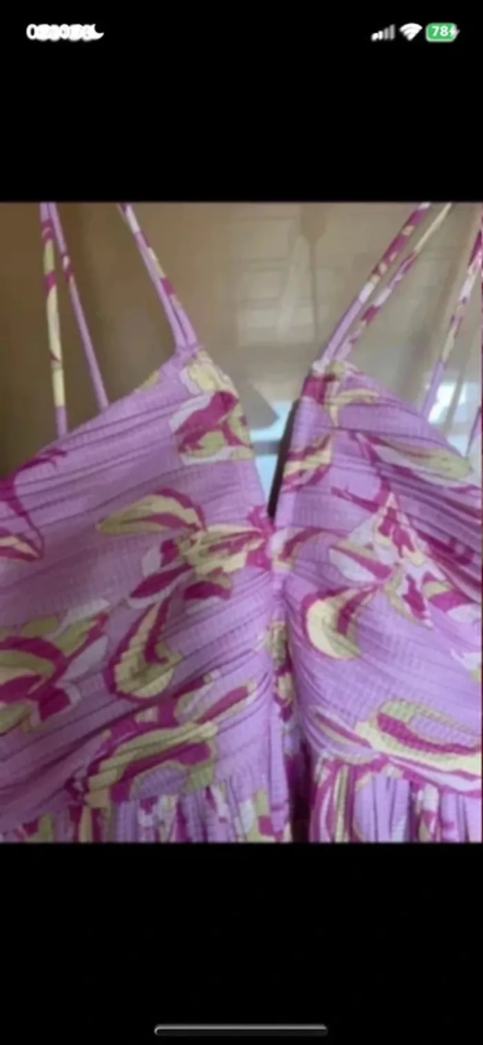 robe dos nu  d’été ZARA taille L rose imprimé jaune - photo numéro 5