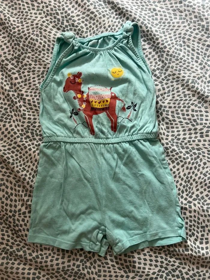 Combishort bleu fille 2 ans