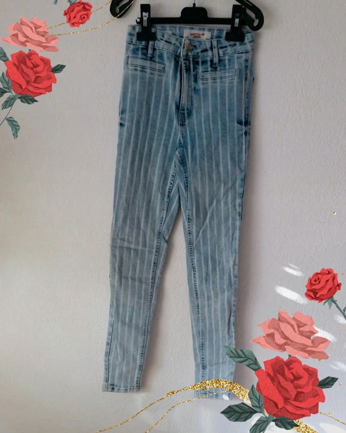 🤎 Jeans bleu rayé pour femme taille 32
