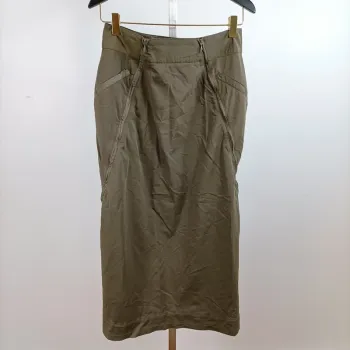 Jupe kaki longue ajustée taille 40 poches côtés style casual chic A1401