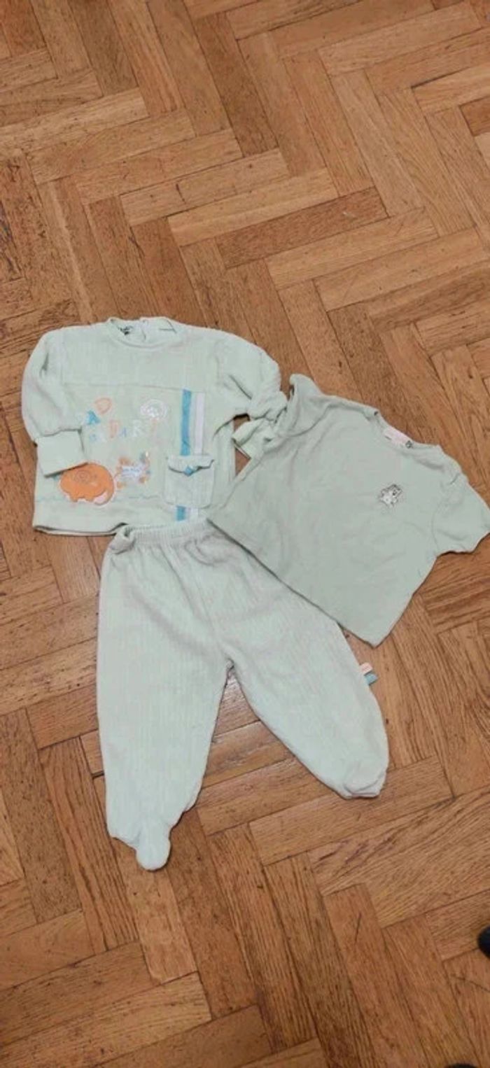 Ensemble pyjama velours vert pâle Mini Gang 12 mois