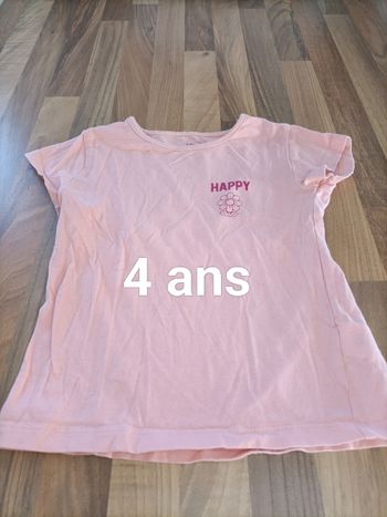 Tee-shirt rose fleur happy 4 ans U Essentiel 
