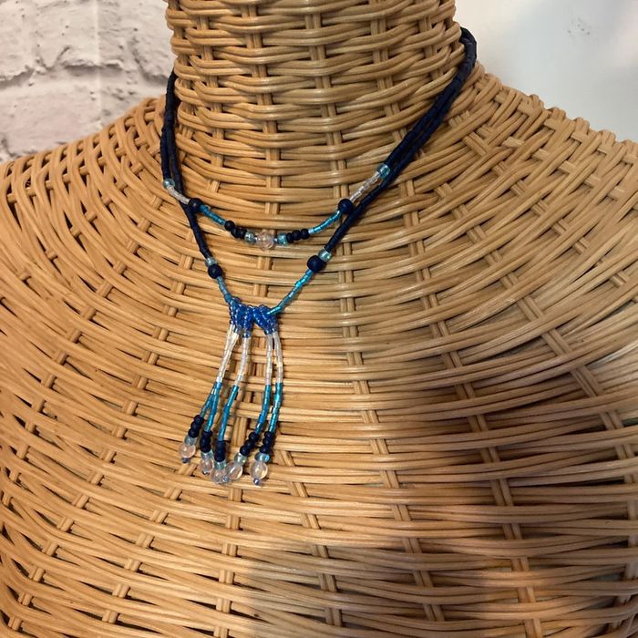 Collier en perles vintage | bleu 🌸 - photo numéro 2